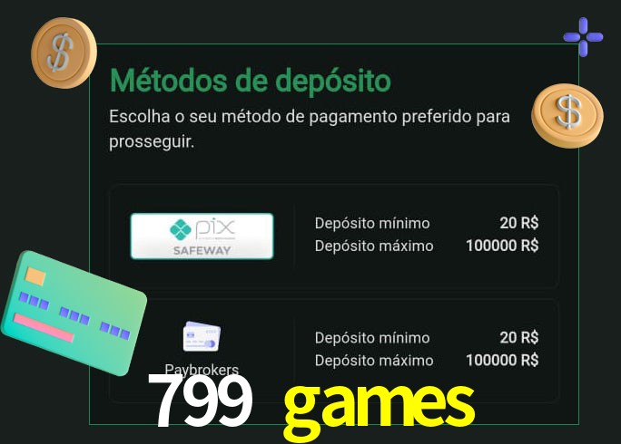 O cassino 799 games oferece uma grande variedade de métodos de pagamento